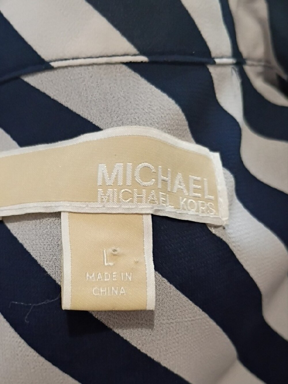 MICHAEL Michael Kors Navy and White Striped Long Sleeve Shirt Dress - Picture 11 of 13